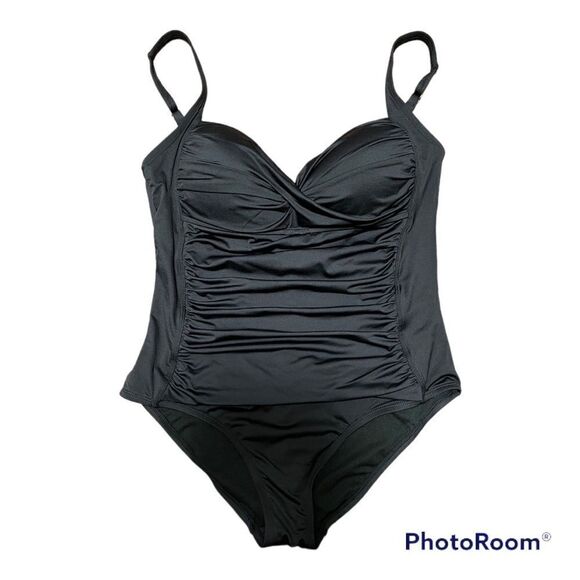 Liz Claiborne Black adjustable straps molded cups One Piece Swimsuit - Picture 5 of 5